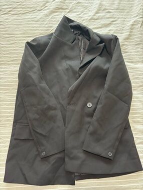 Men's Black Double-Breasted Blazer Jacket
